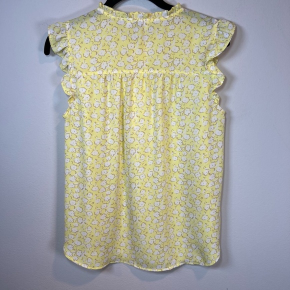 Loft Outlet Women's Sleeveless Floral Ruffle Half Button Blouse Top Yellow Small - Picture 9 of 14